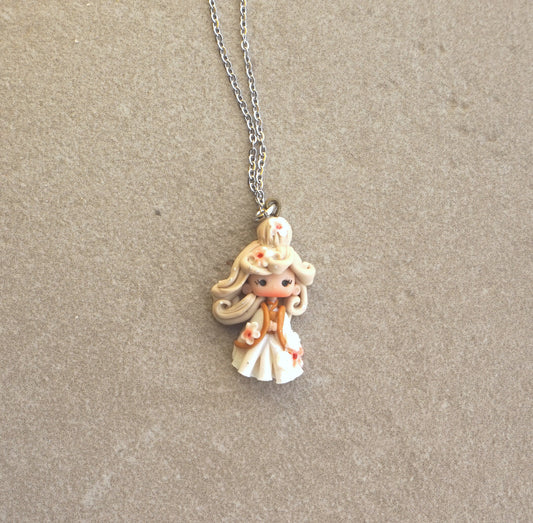 Collana con Geisha in fimo e catena in acciaio inox