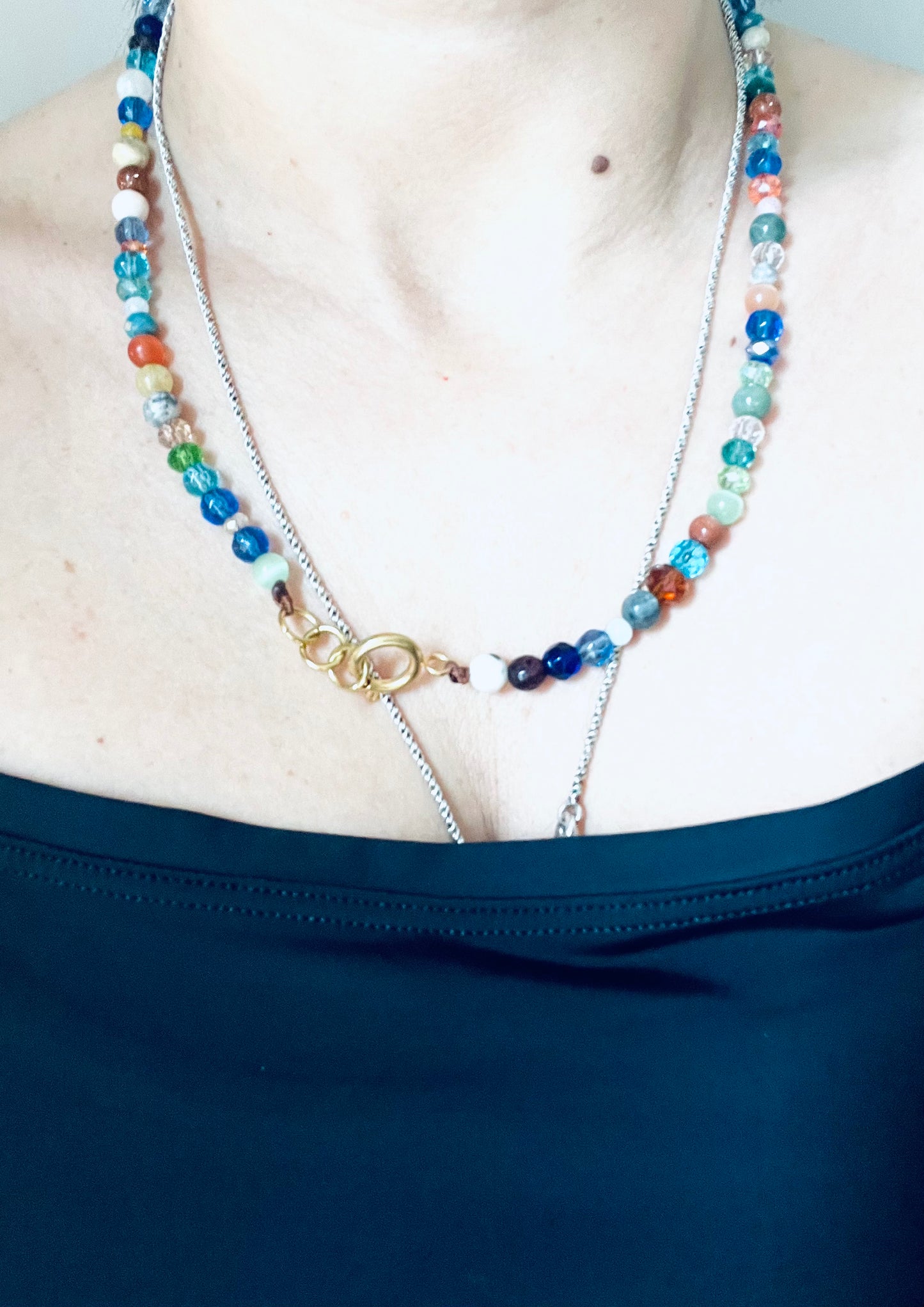 Summer Necklace with Colorful Beads and Gemstones
