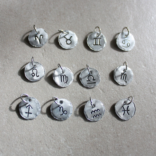Hand-Engraved Aluminum Zodiac Sign Charm