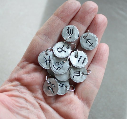 Hand-Engraved Aluminum Zodiac Sign Charm