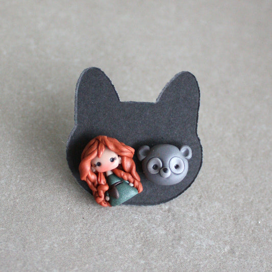 Asymmetrical princess stud earrings- Merida