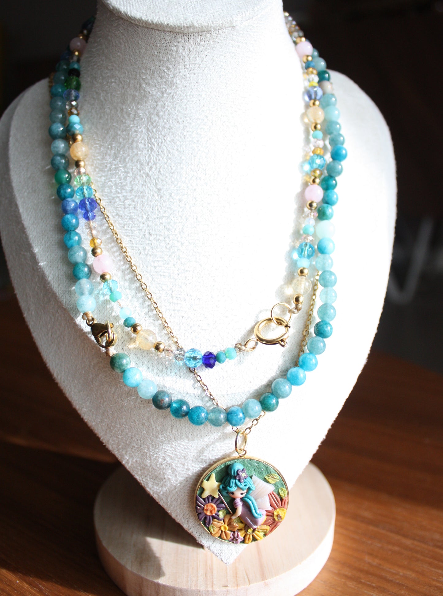 Gold-plated stainless steel necklace with fairy