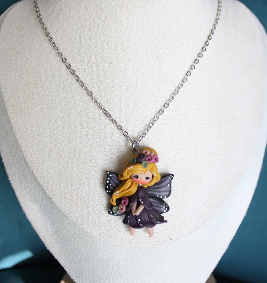 Collana in acciaio inox con fatina farfalla IV