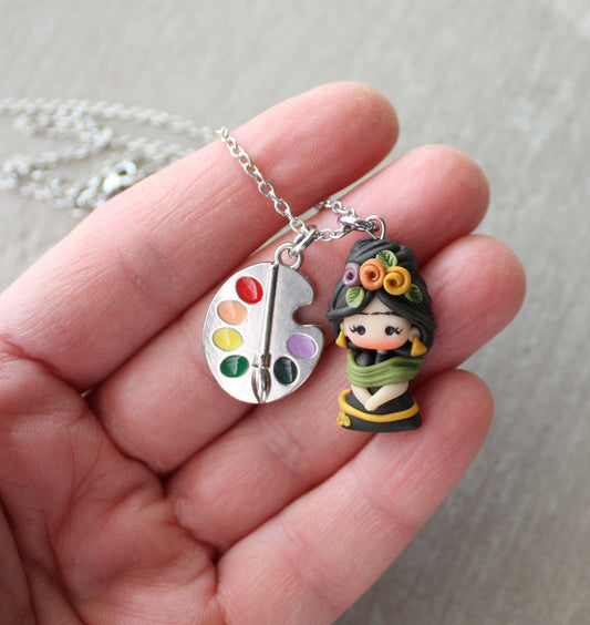 Collana in acciaio inox con Frida Kahlo