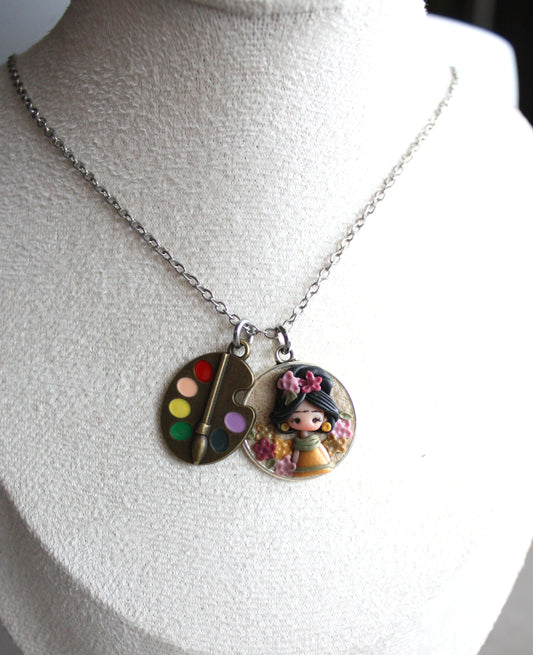 Collana in acciaio inox con Frida Kahlo II