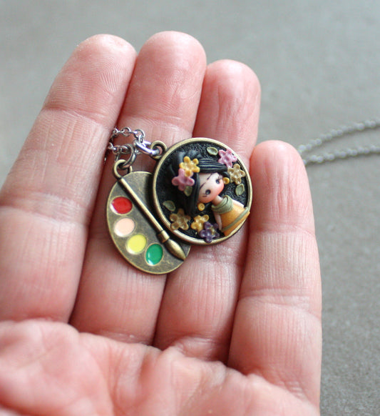 Collana in acciaio inox con Frida Kahlo III