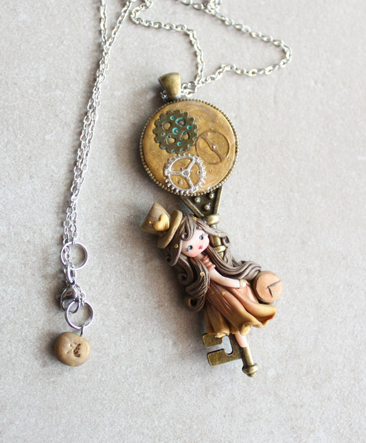 Collana in acciaio inox con steampunk doll