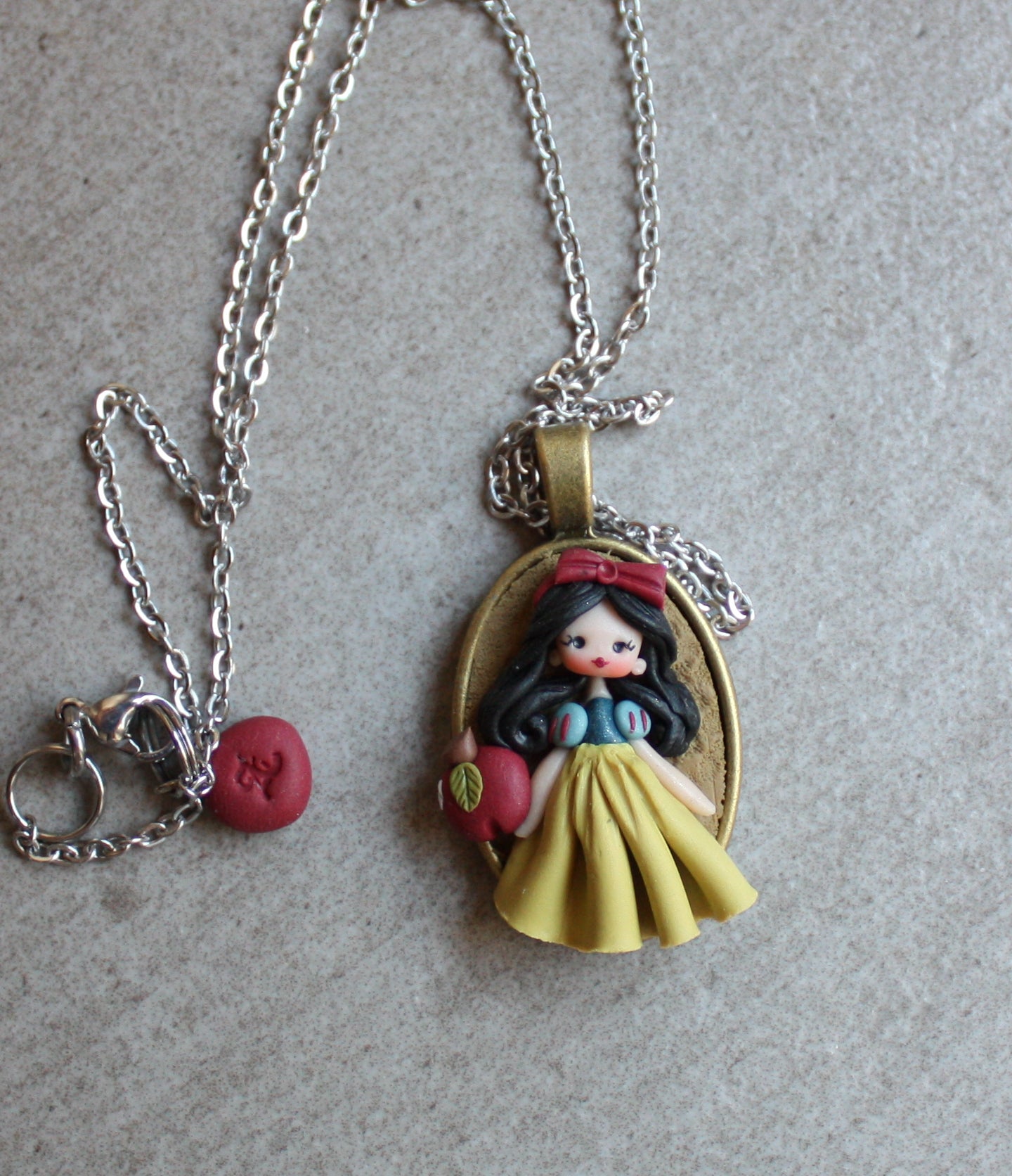 Handmade Snowwhite Polymer Clay and Steel Necklace | Zingara Creativa