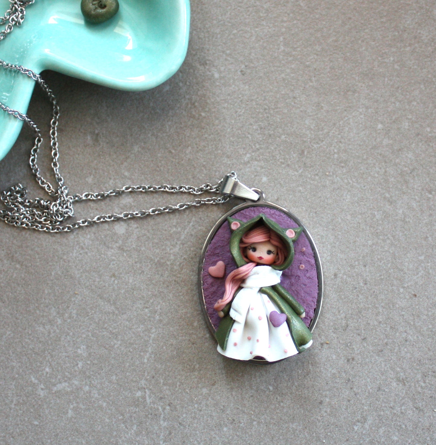 Stainless Steel Cat Doll Cameo Necklace – One of a Kind