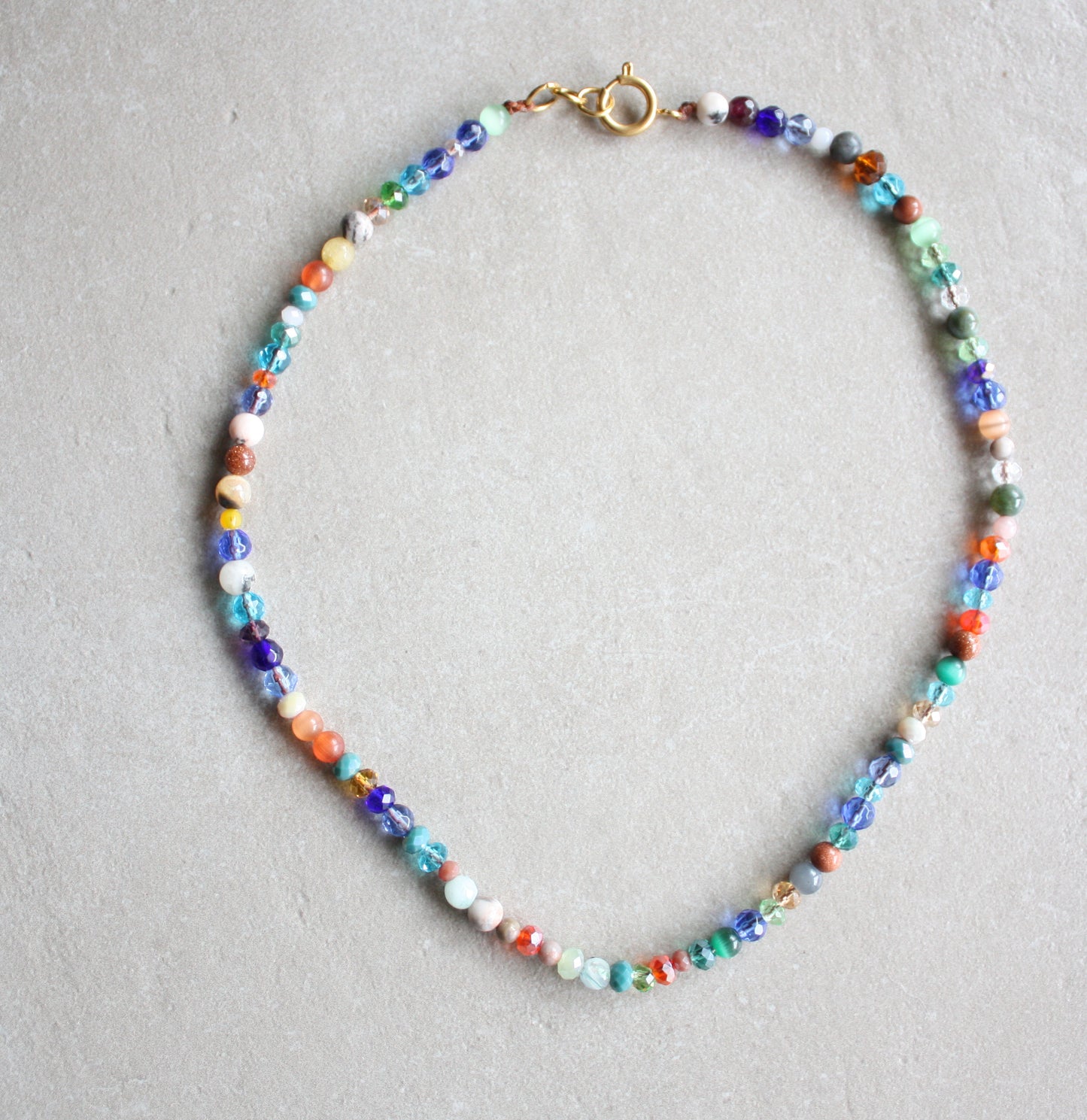 Summer Necklace with Colorful Beads and Gemstones