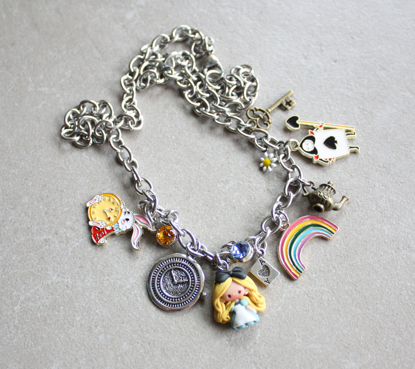"Alice in Wonderland" Multi-Charm Necklace