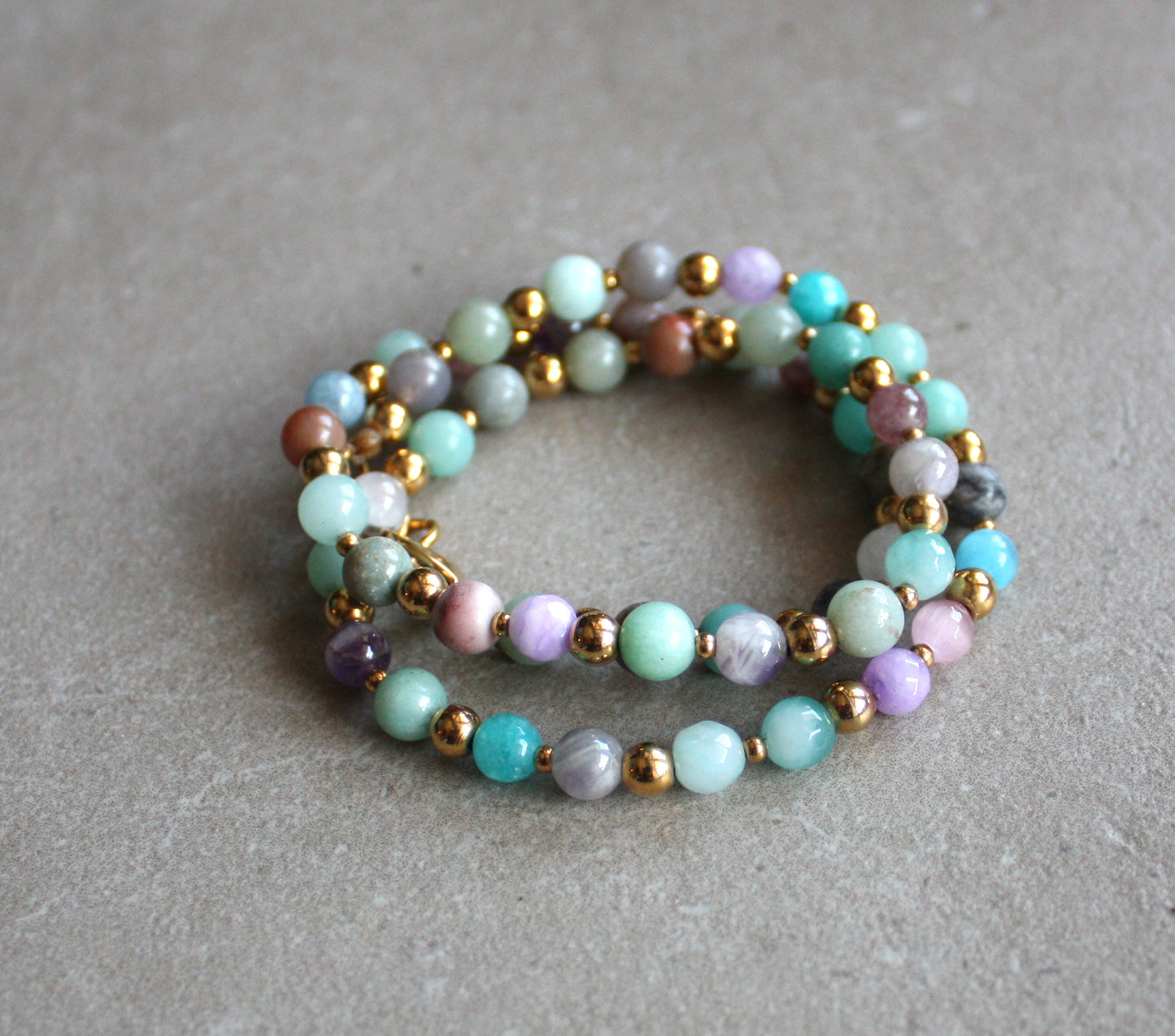 Stainless steel and gemstone beaded necklace