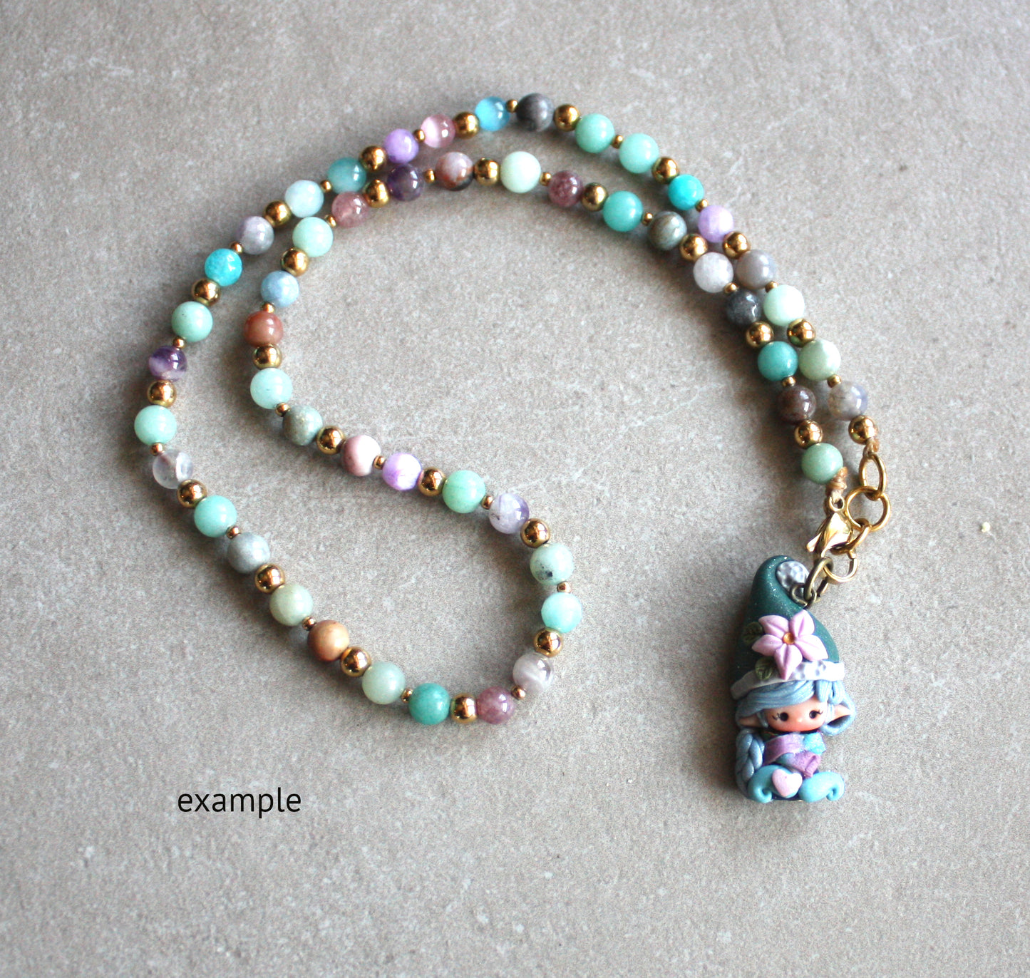 Stainless steel and gemstone beaded necklace