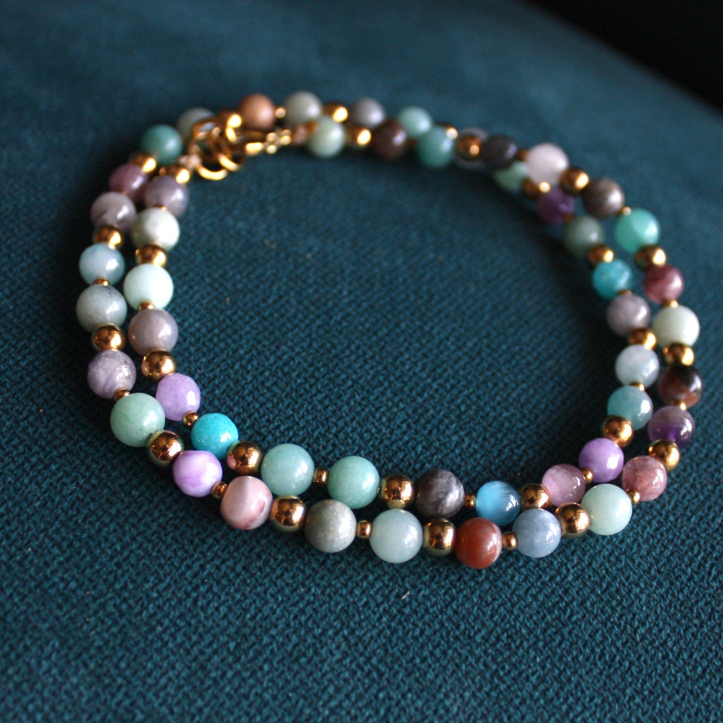 Stainless steel and gemstone beaded necklace