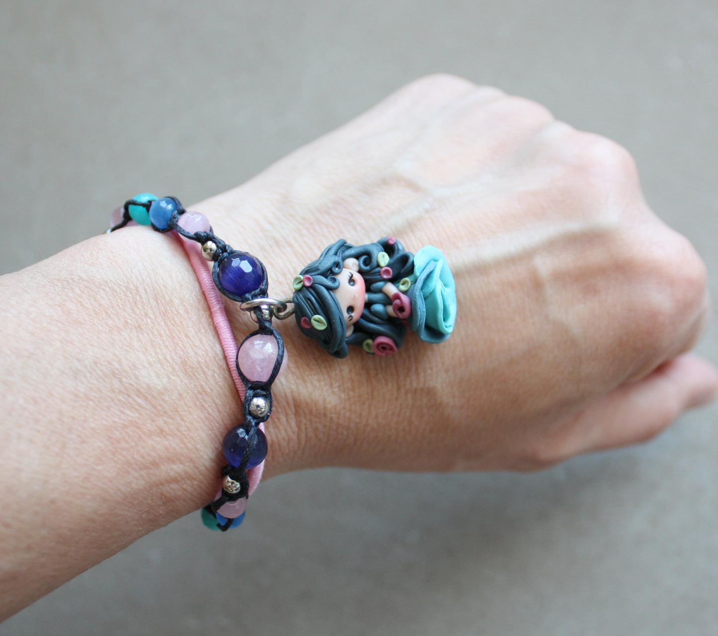 Bracciale pietre dure con ninfetta blu