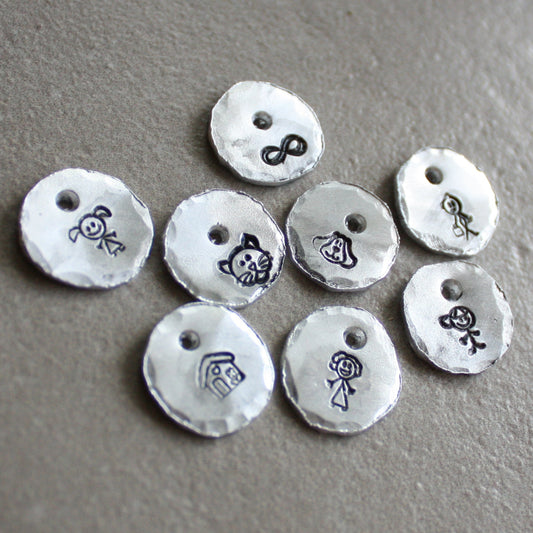 Hand-Engraved Aluminum Charm with Symbol of Your Choice