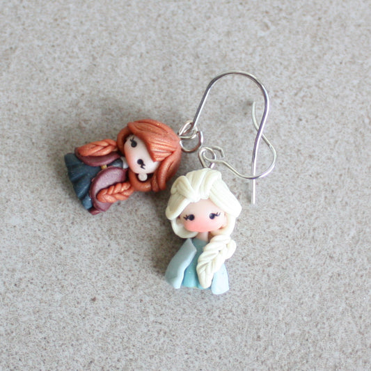 Orecchini Elsa e Anna β Acciaio inox, pezzo unico artigianale