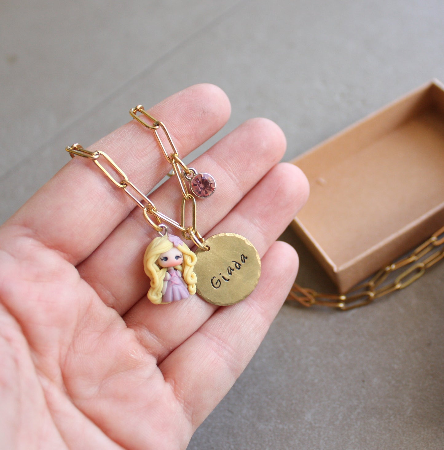 Collana personalizzata con principessa Disney – Acciaio inox dorato