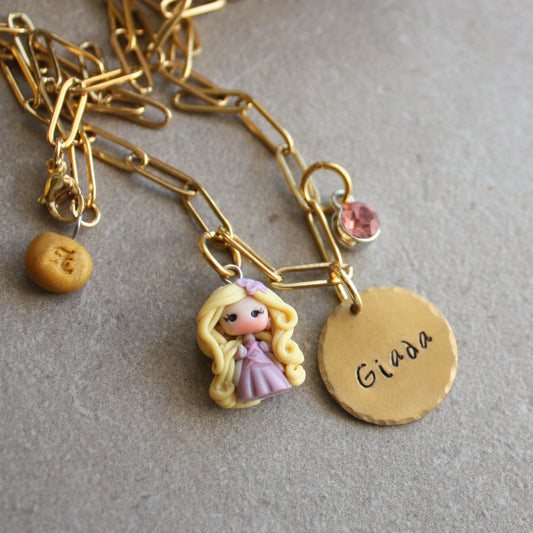 Collana personalizzata con principessa Disney – Acciaio inox dorato