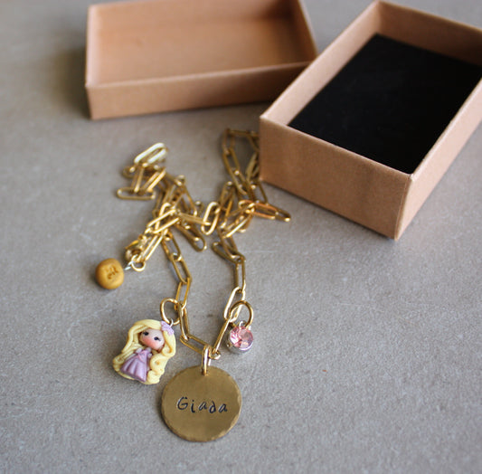 Collana personalizzata con principessa Disney – Acciaio inox dorato