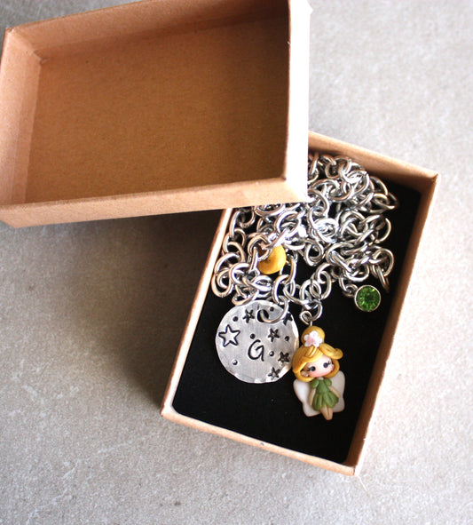 Collana con principessa e lettera-scegli la tua!
