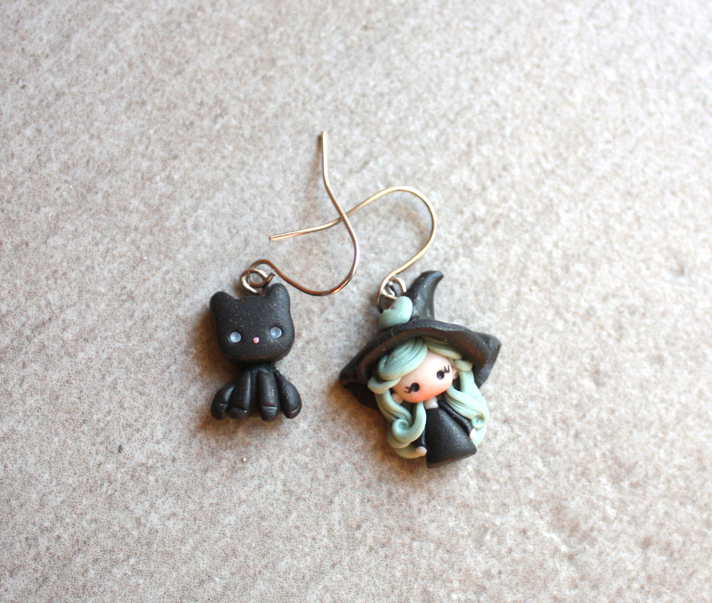 Witch & Kitten Earrings – Stainless Steel