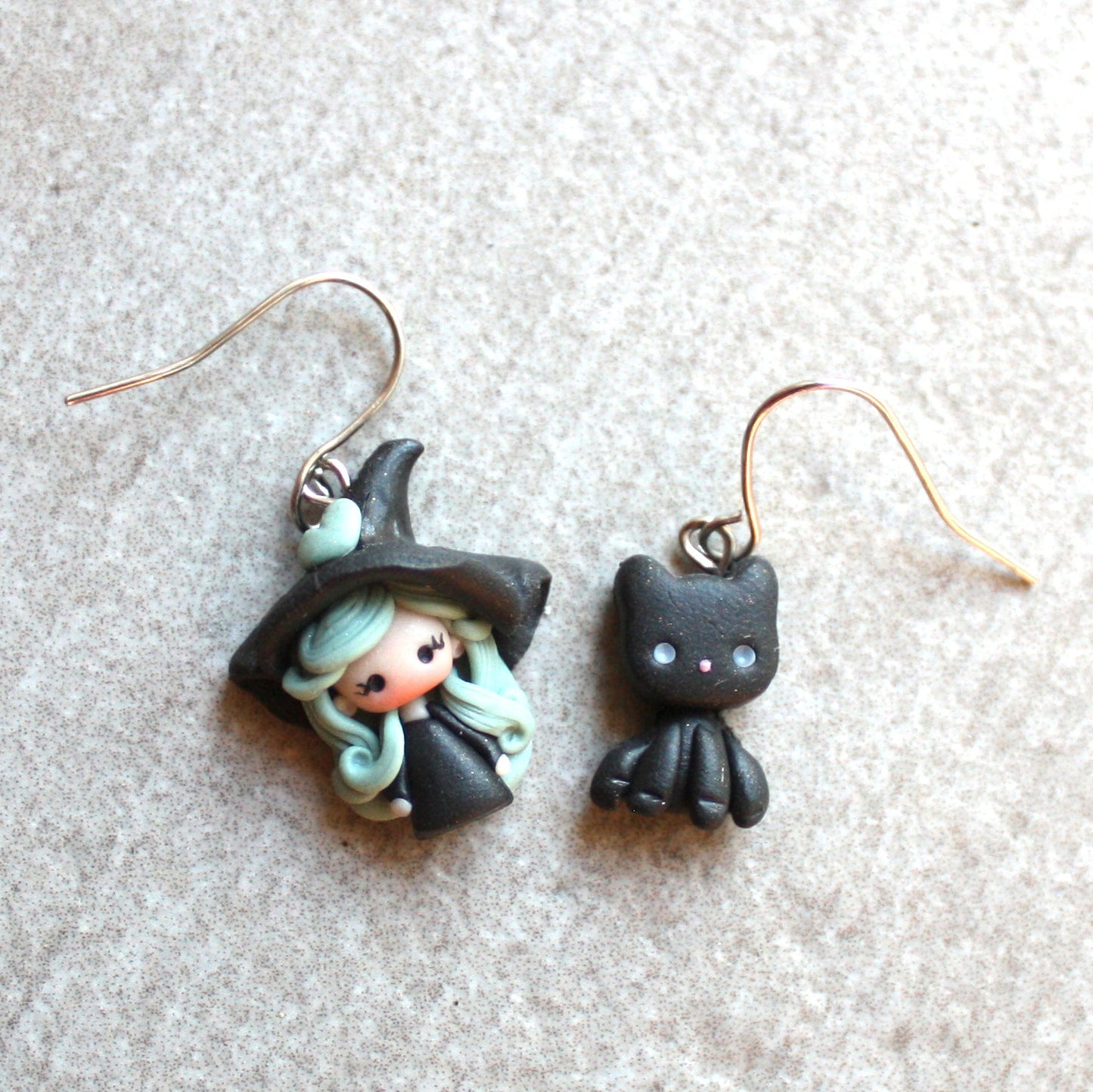 Witch & Kitten Earrings – Stainless Steel
