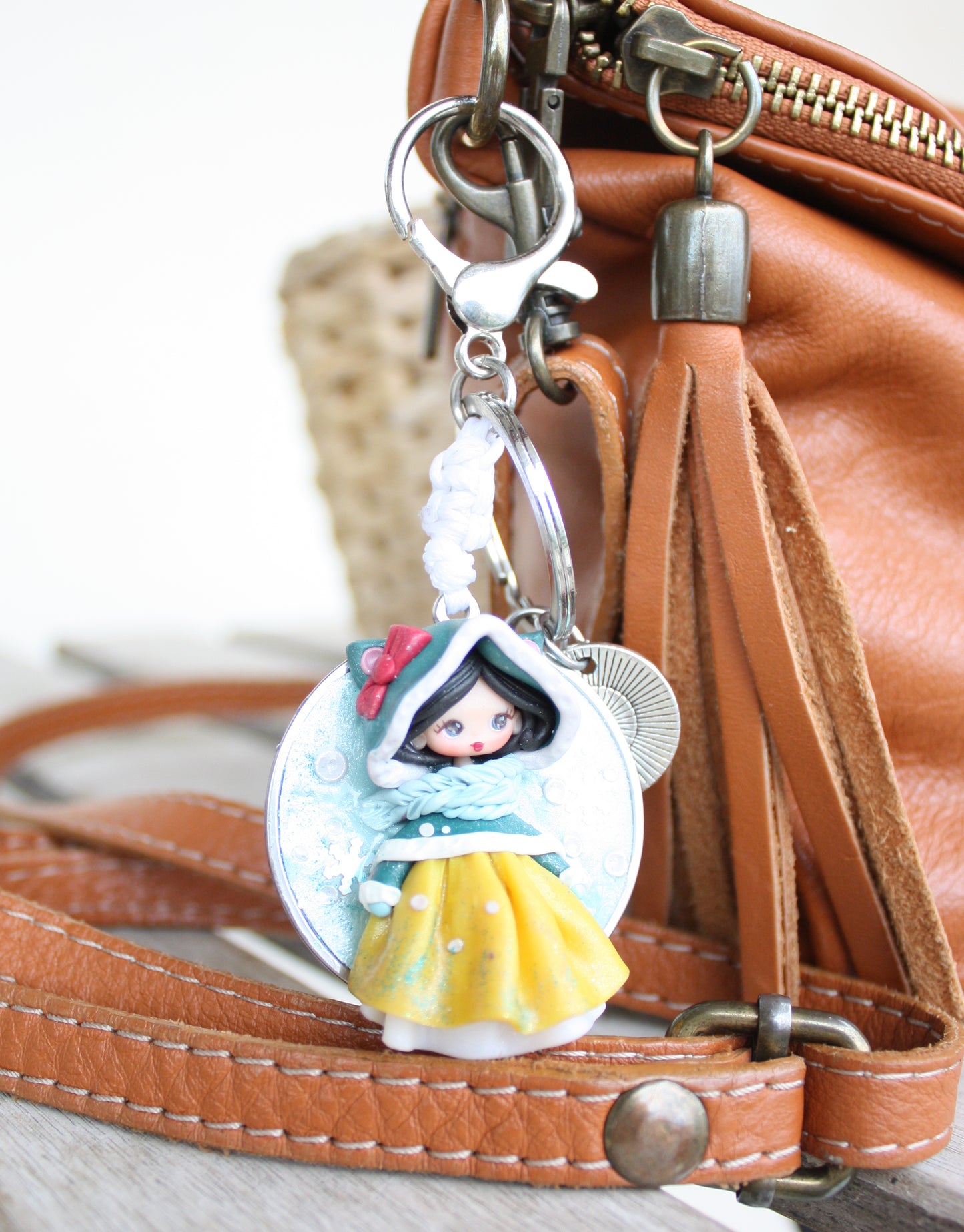 Handmade bag charm with winter Snowwhite
