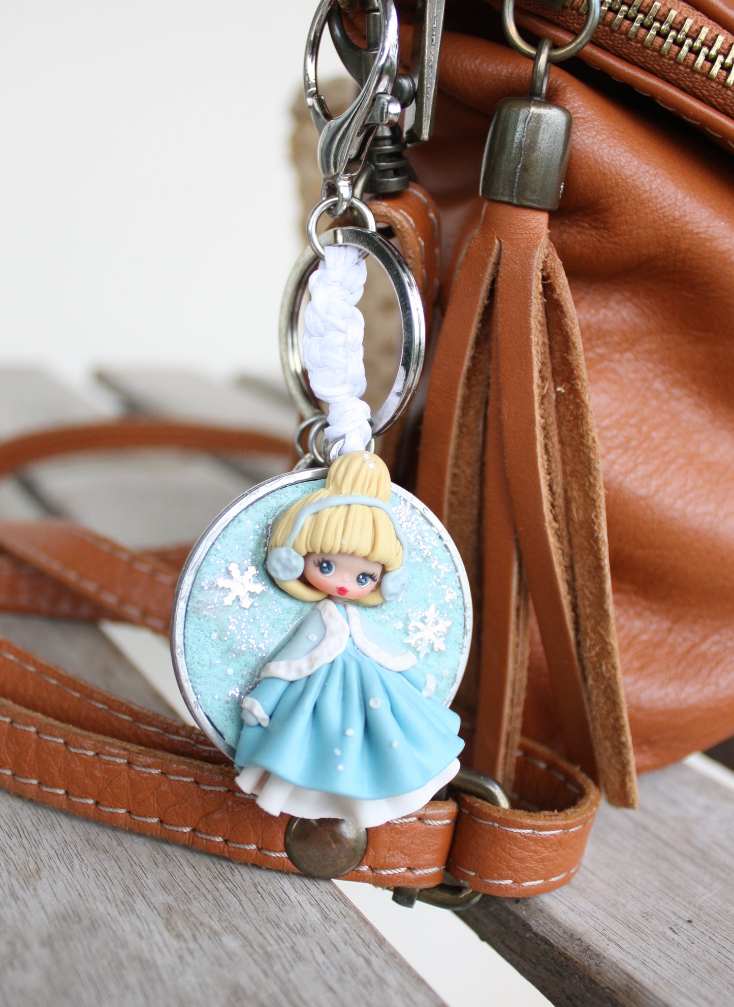 Handmade bag charm with winter Cinderella