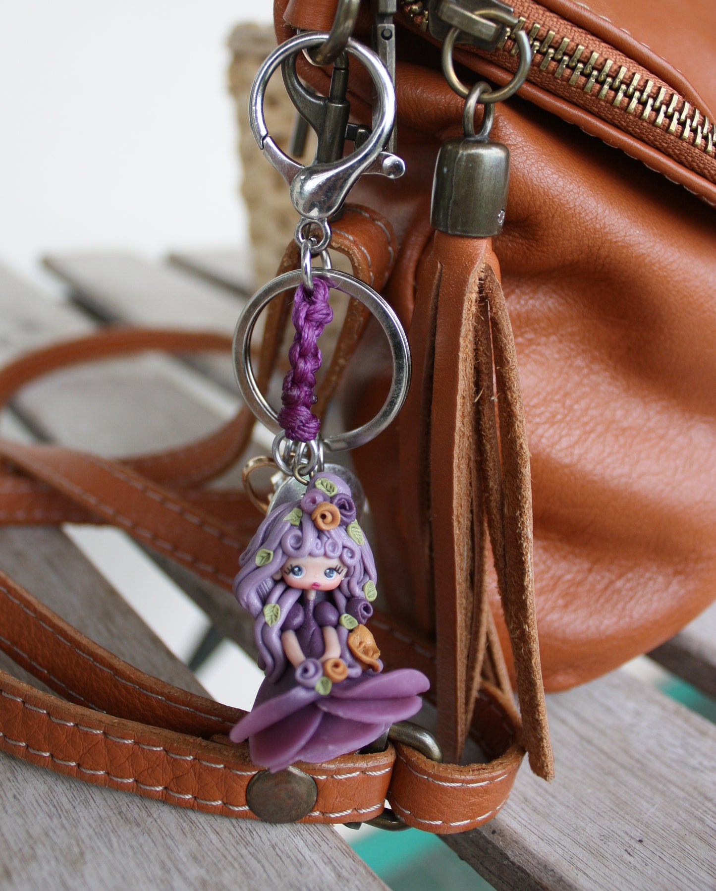 Handmade bag charm with nymph