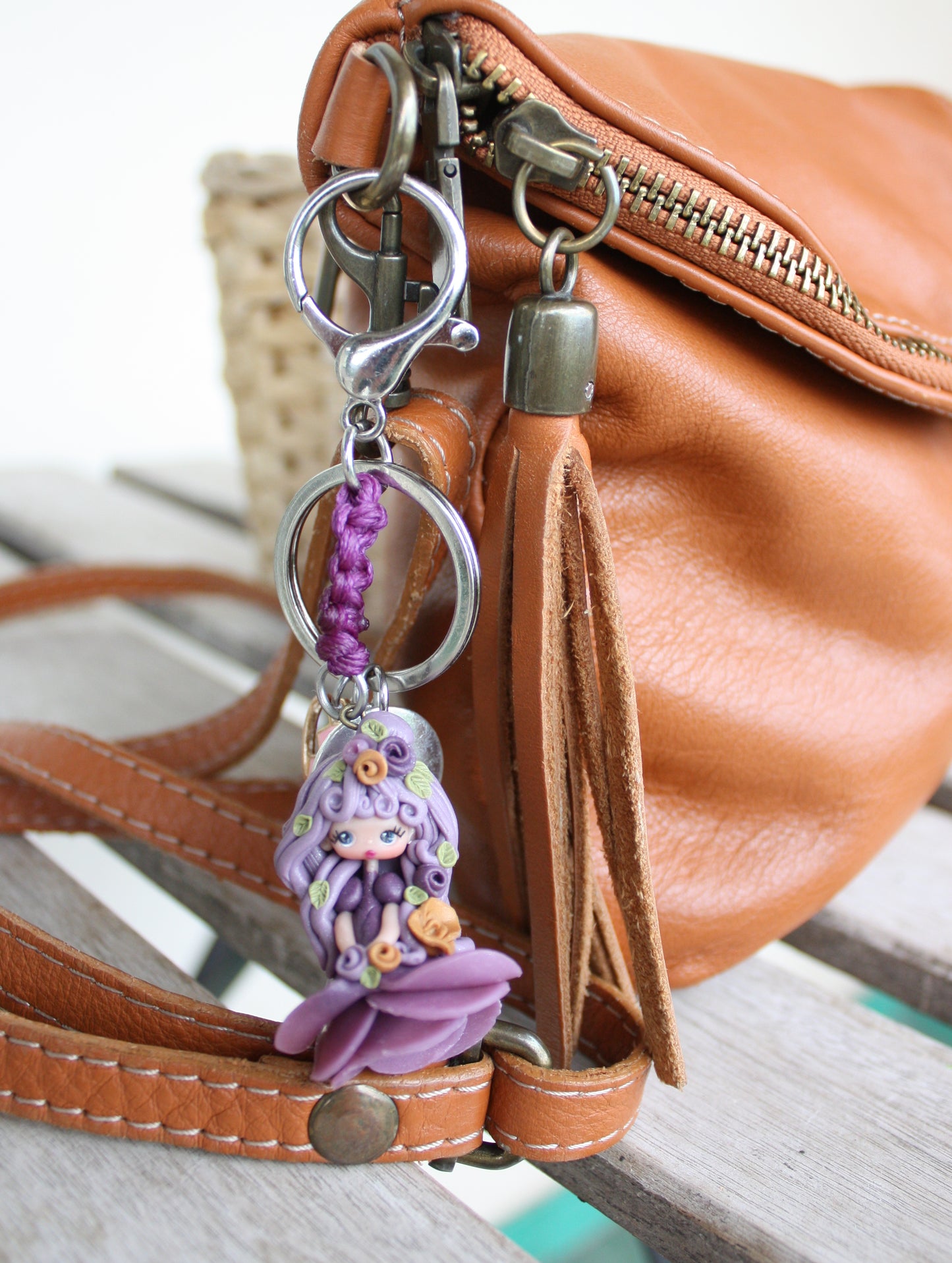 Handmade bag charm with nymph