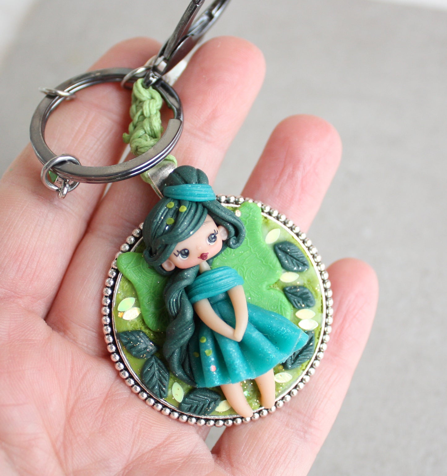 Handmade bag charm with fairy