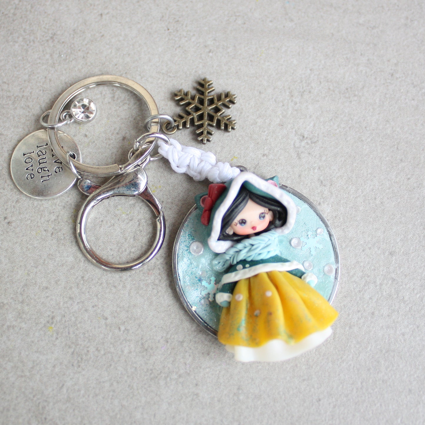 Handmade bag charm with winter Snowwhite