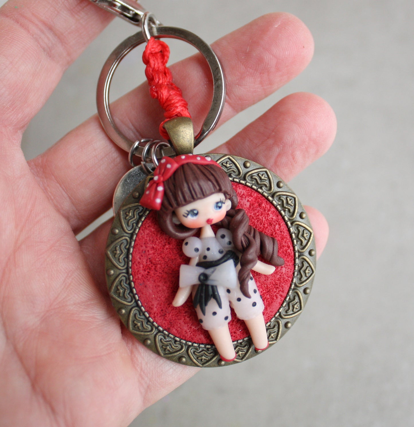 Handmade bag charm with pin-up