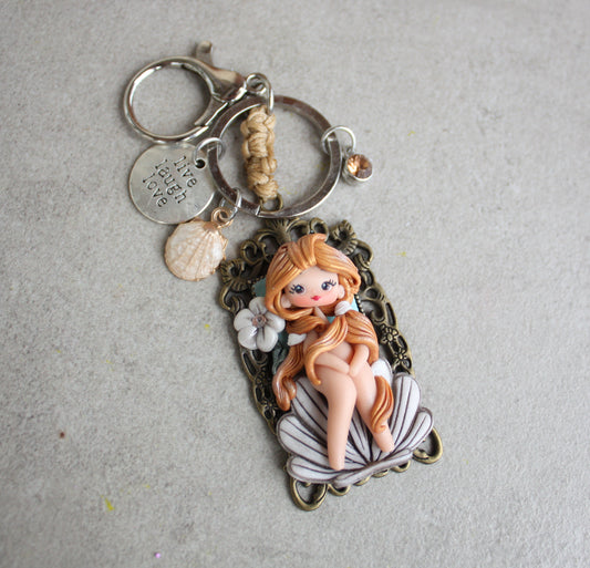 Bag charm con Venere – personalizzabile con iniziale