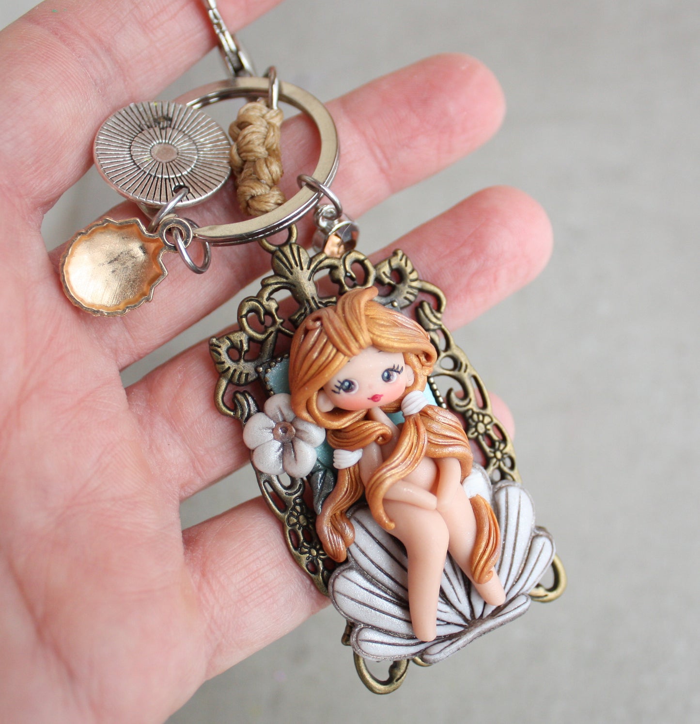 Handmade bag charm with Venus