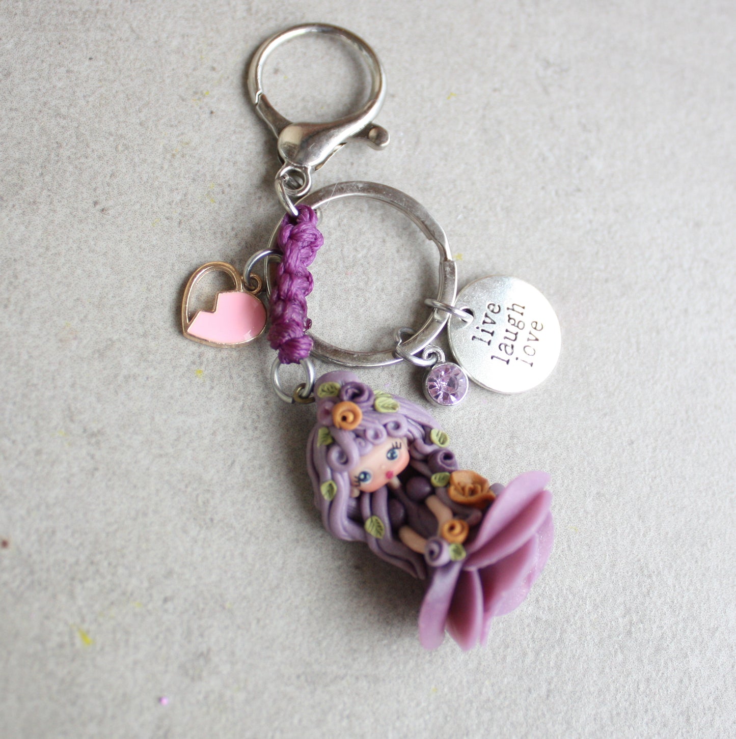 Handmade bag charm with nymph