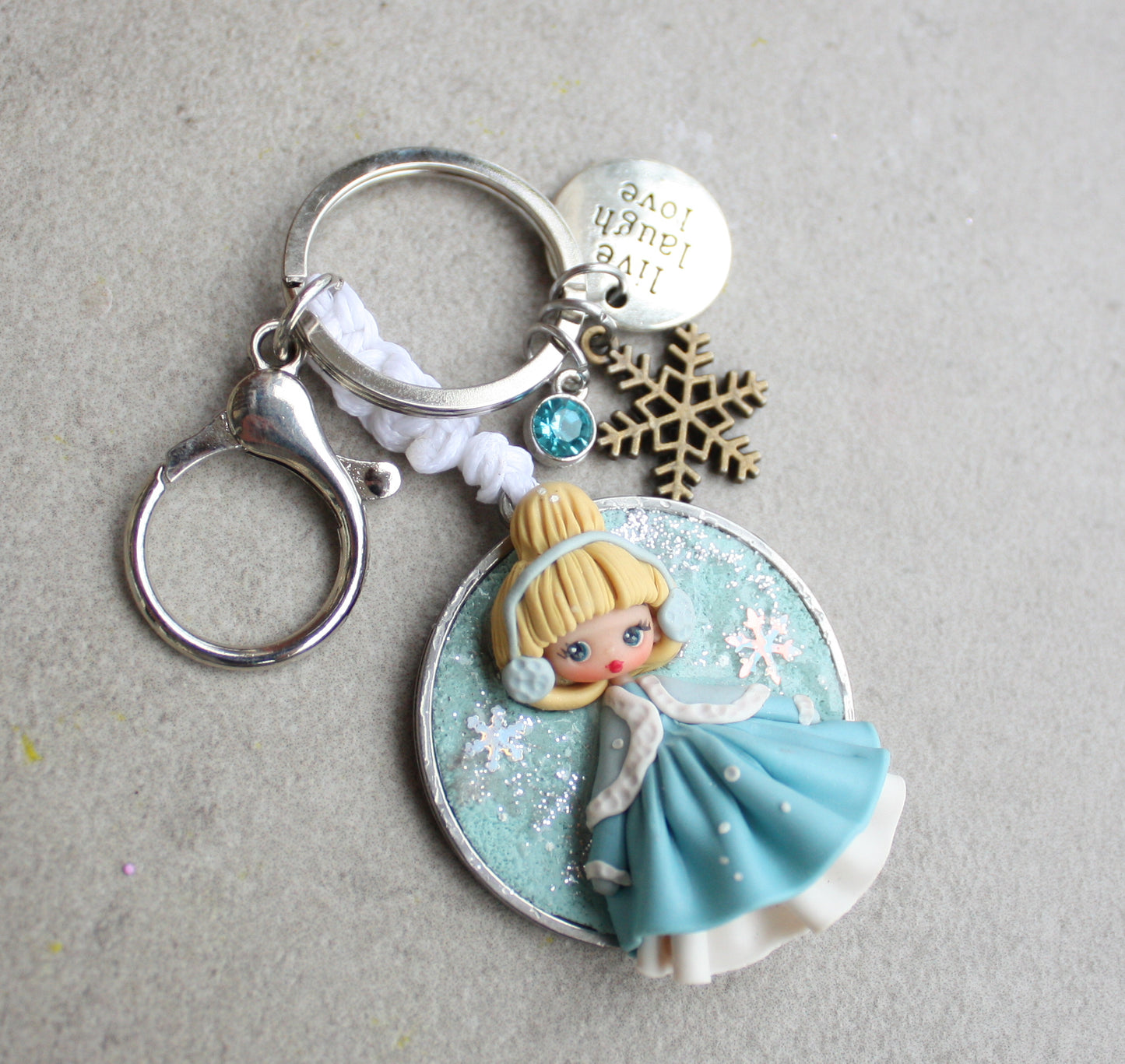 Handmade bag charm with winter Cinderella
