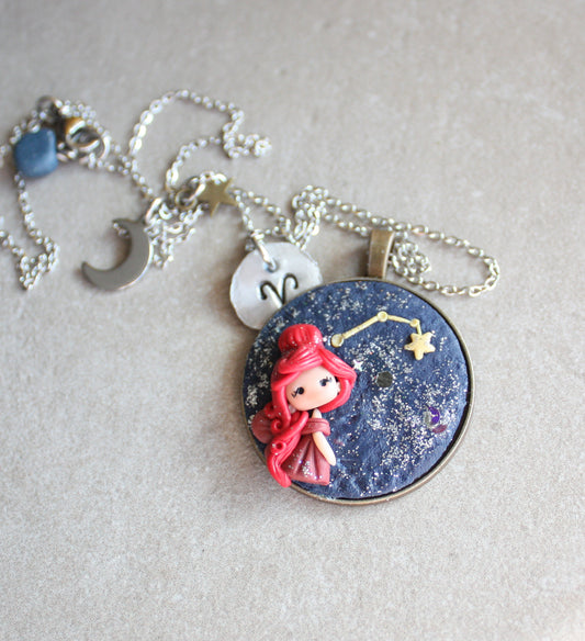Collana Zodiacale Ariete – Fatina Costellazione e Simbolo Inciso