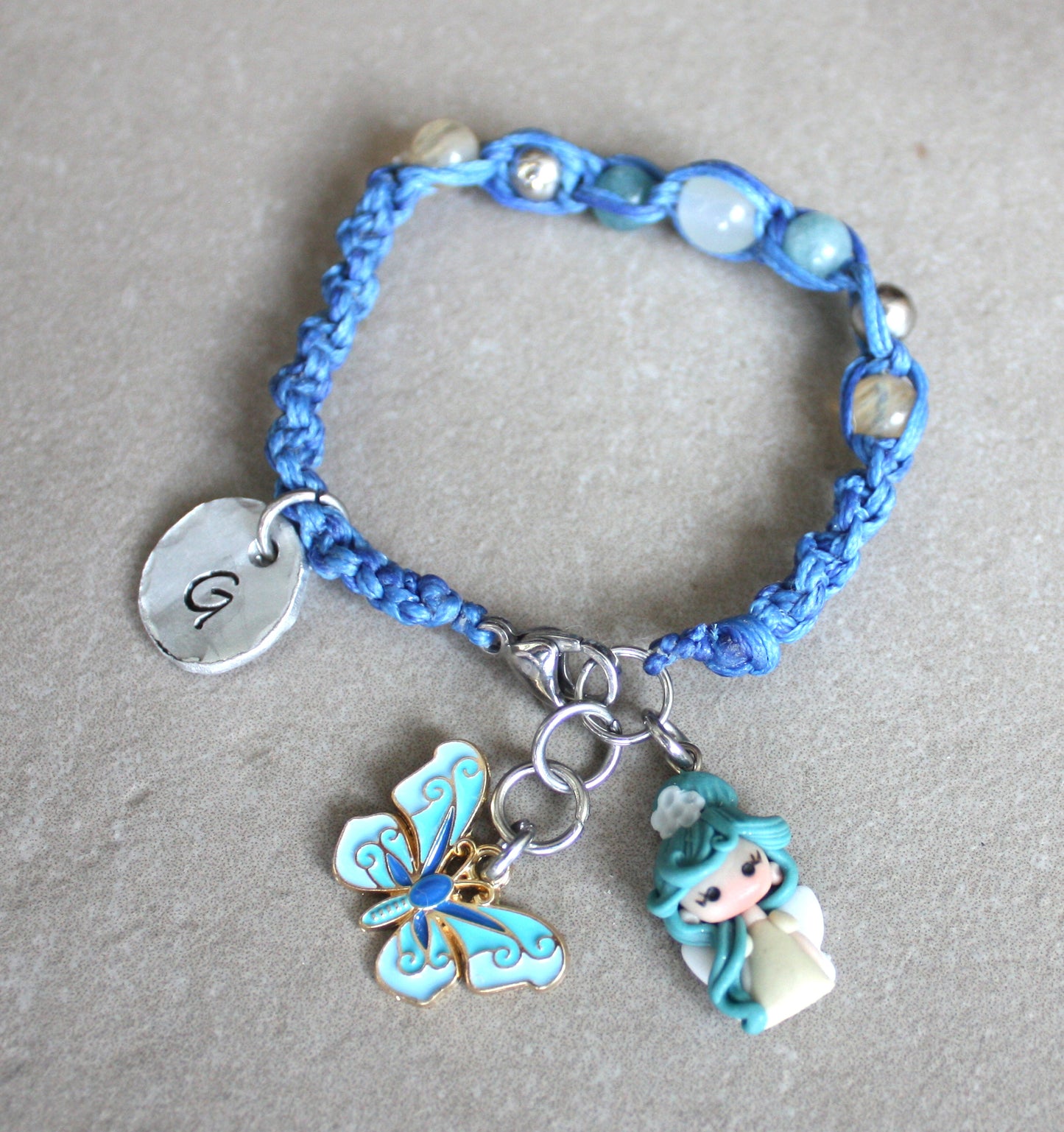 Bracciale azzurro regolabile  macramè