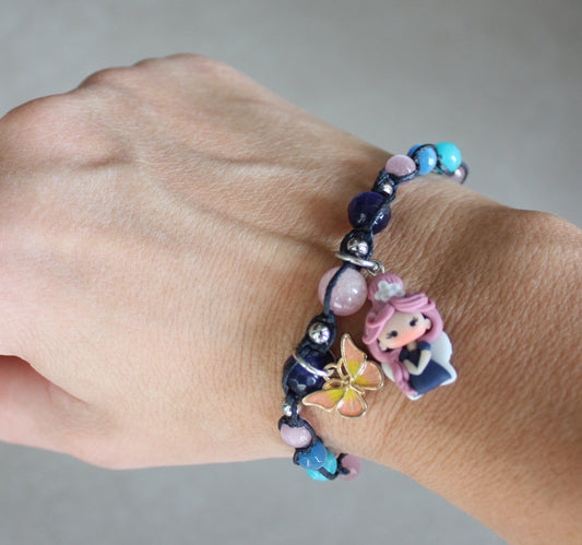 Bracciale blu regolabile  macramè