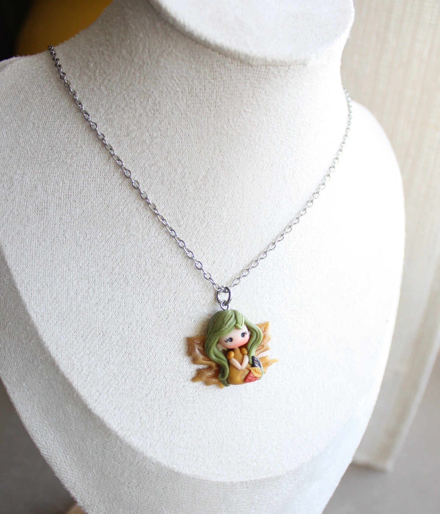 Fairy necklace – Stainless steel chain & polymer clay pendant