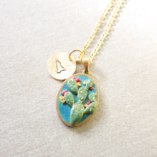 collana siciliana con sicilia e fichi d'india