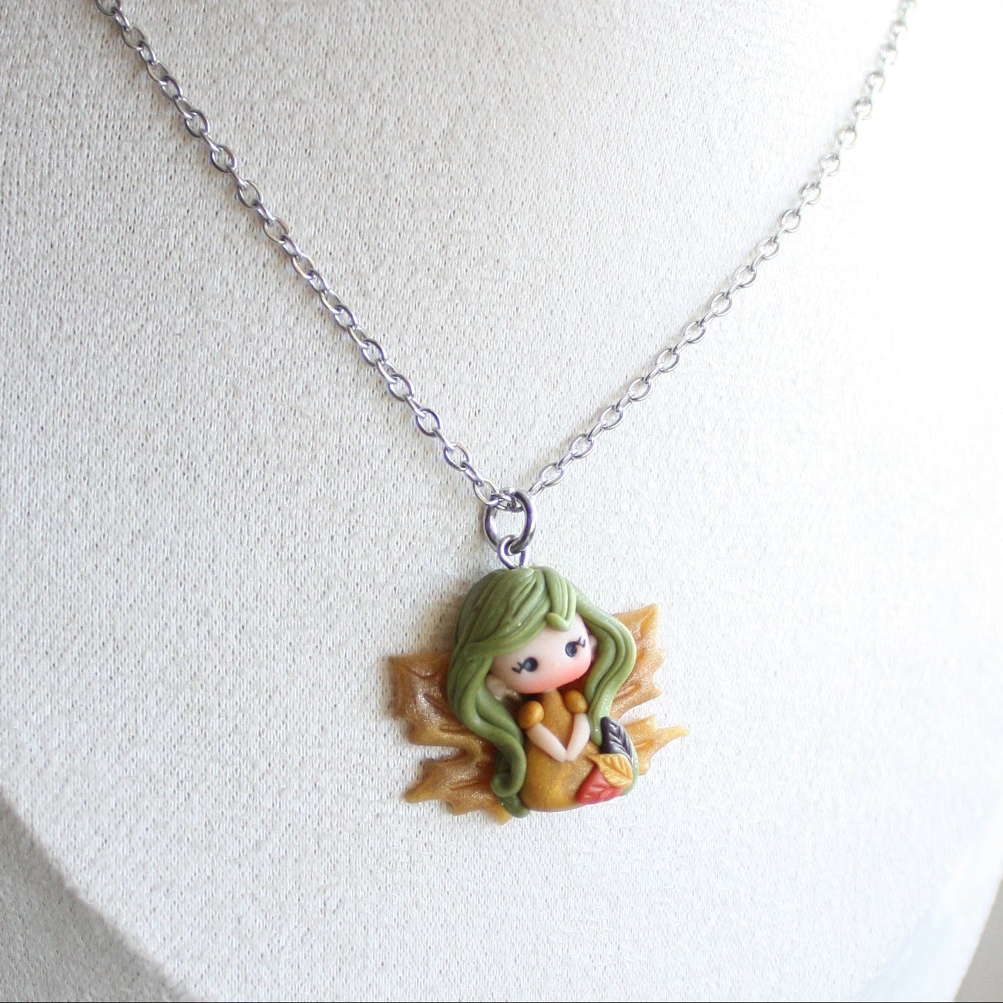Fairy necklace – Stainless steel chain & polymer clay pendant