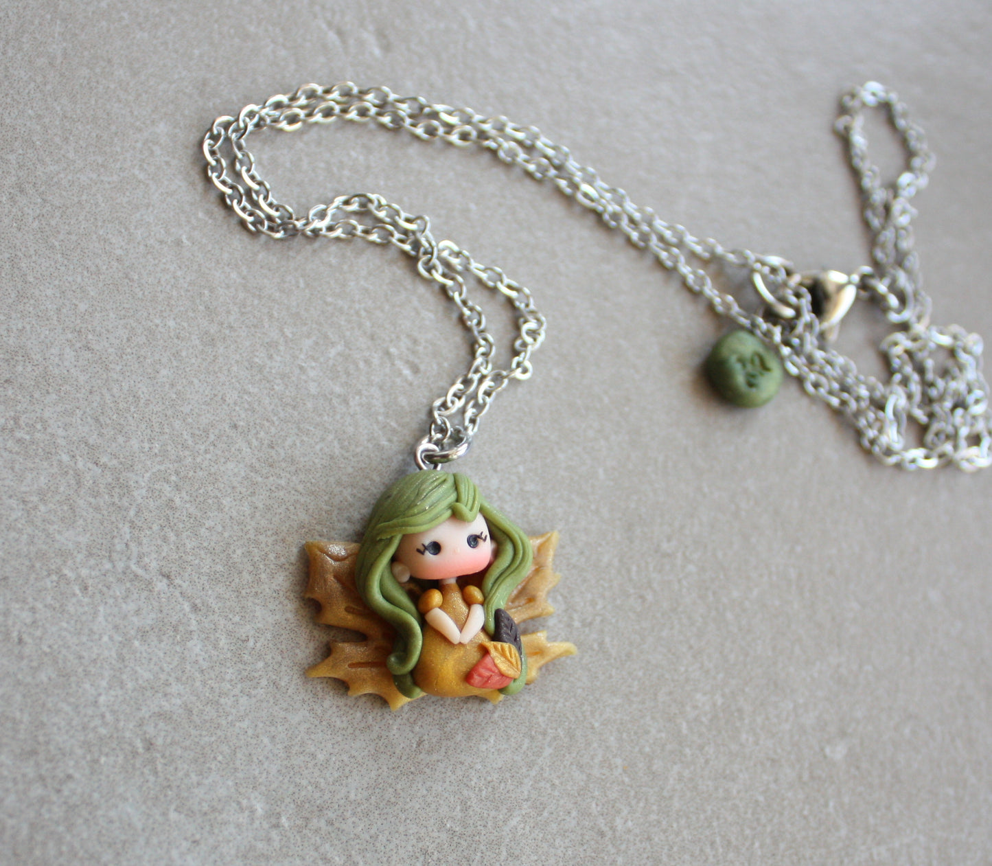 Fairy necklace – Stainless steel chain & polymer clay pendant