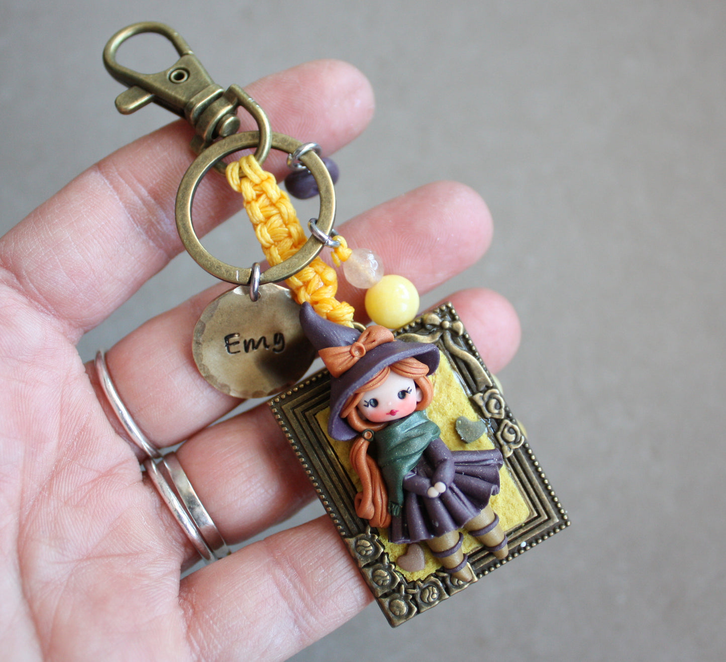 streghetta | charm da borsa 2-in-1, tag con nome