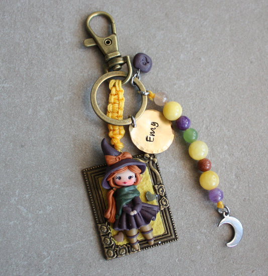 streghetta | charm da borsa 2-in-1, tag con nome