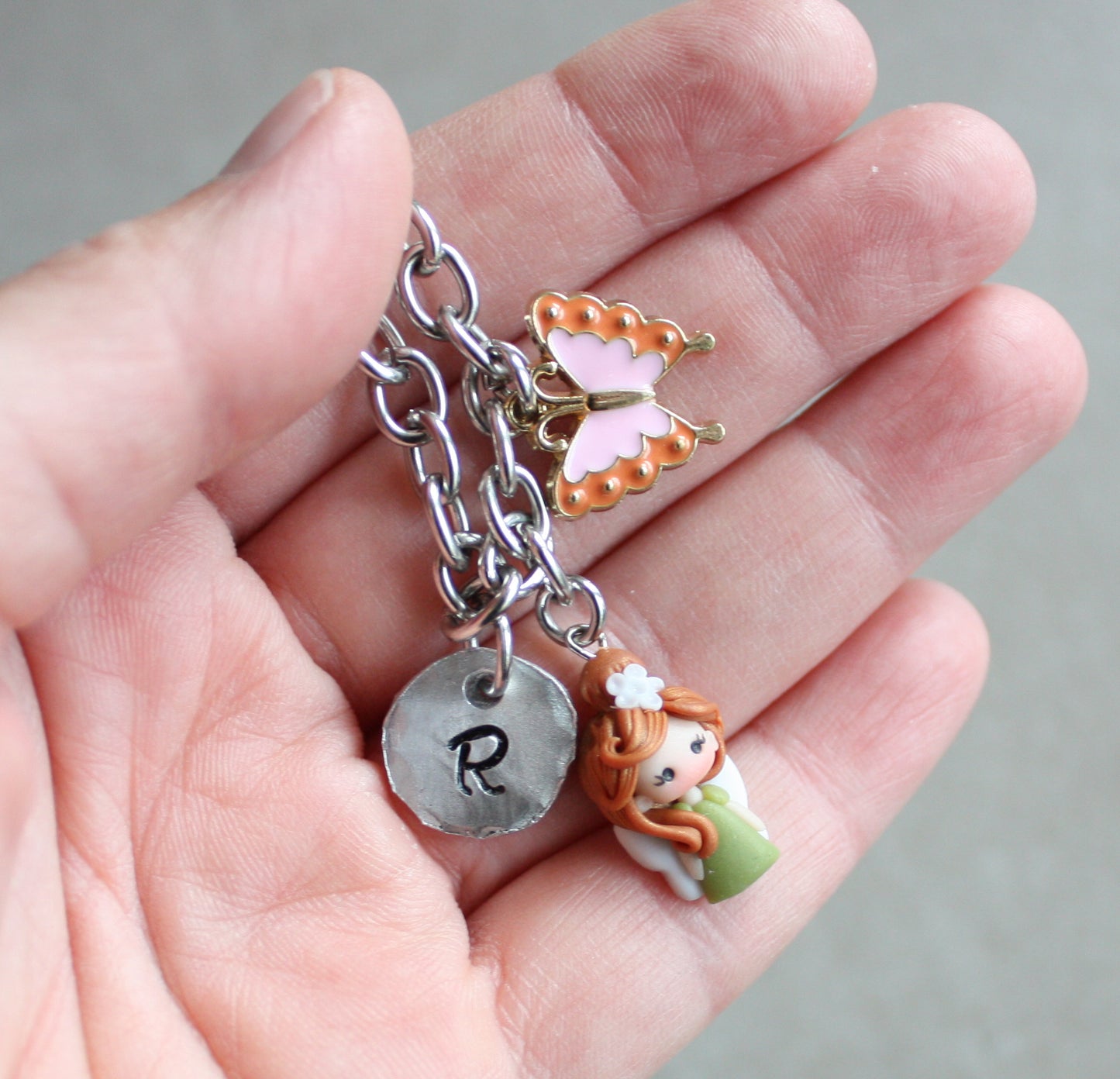 Double-strand stainless steel necklace with fairy II