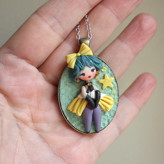 Collana in acciaio inox con piccola Magica Emy in fimo – ispirata ai cartoons anni ’80