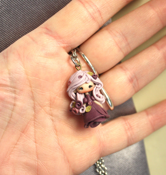 Stainless Steel Necklace with Nymph and Enamel Butterfly II